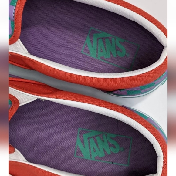 Vans Off The Wall Purple & Green  Checkered Slip On Shoes M 9 / W 10.5 500714 - Picture 9 of 10